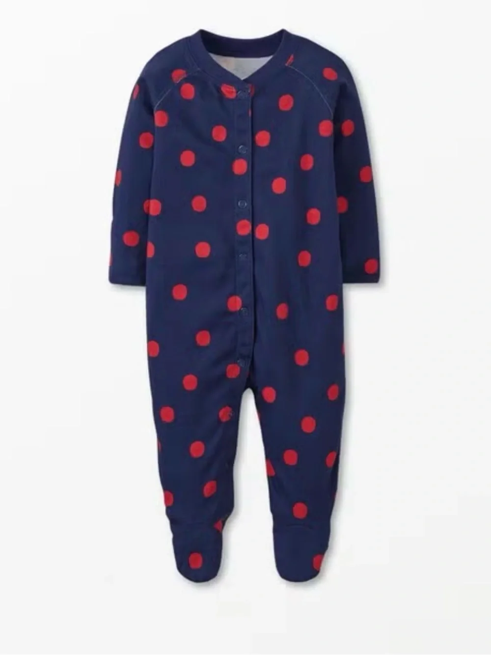 Hanna Andersson Baby Footed Pajamas 0-3 Months Organic Pima Cotton Polka Dots